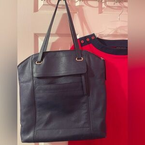 Preowned Banana Republic Cow Leather Madeline Large Tote Cobalt